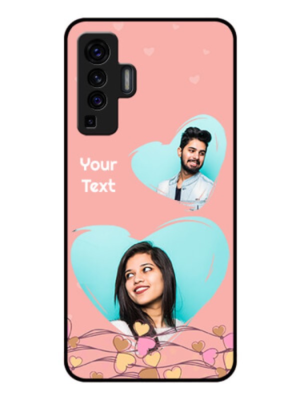 Custom Vivo X50 Custom Glass Mobile Case - Love Doodle Design