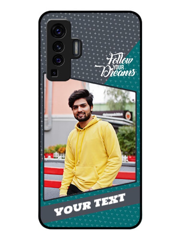 Custom Vivo X50 Personalized Glass Phone Case - Background Pattern Design with Quote
