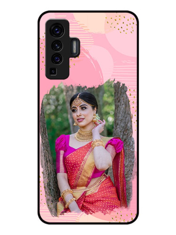 Custom Vivo X50 Personalized Glass Phone Case - Gold Glitter Splash Design