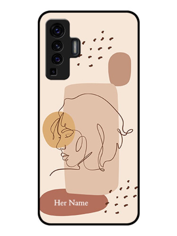 Custom Vivo X50 Photo Printing on Glass Case - Calm Woman line art Design