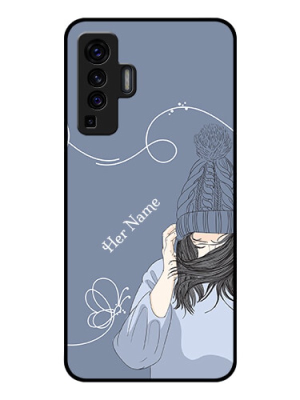 Custom Vivo X50 Custom Glass Mobile Case - Girl in winter outfit Design
