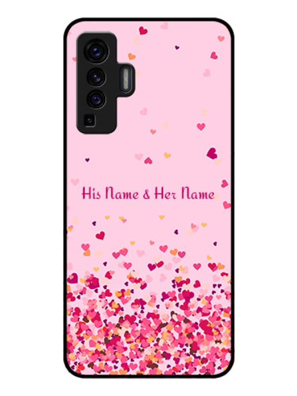 Custom Vivo X50 Photo Printing on Glass Case - Floating Hearts Design