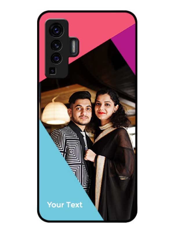 Custom Vivo X50 Custom Glass Mobile Case - Stacked Triple colour Design
