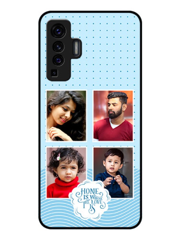 Custom Vivo X50 Custom Glass Phone Case - Cute love quote with 4 pic upload Design