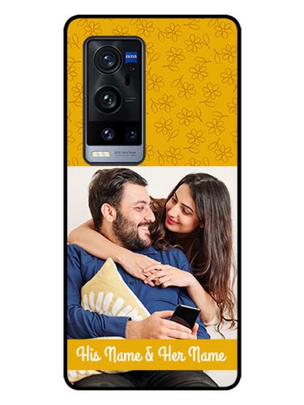 Custom Vivo X60 Pro Plus 5G Custom Glass Mobile Case - Yellow Floral Design