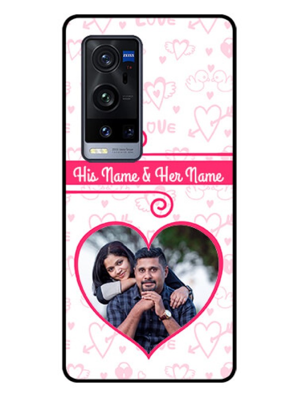 Custom Vivo X60 Pro Plus 5G Personalized Glass Phone Case - Heart Shape Love Design