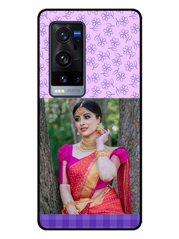 Custom Vivo X60 Pro Plus 5G Custom Glass Phone Case - Purple Floral Design
