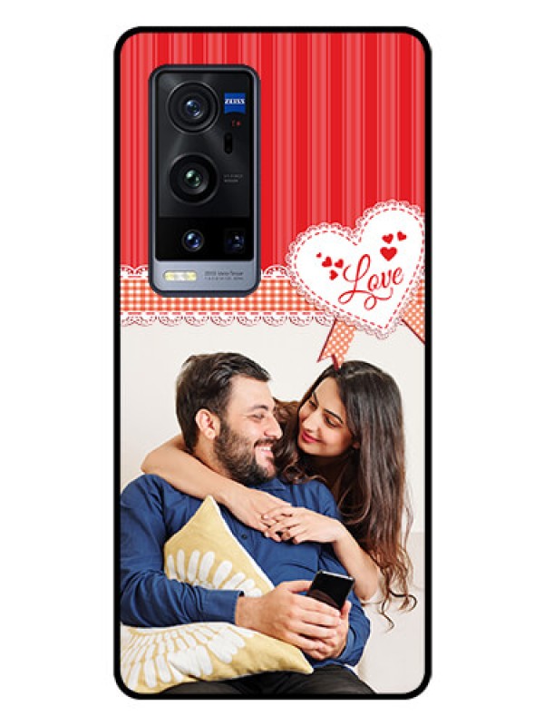 Custom Vivo X60 Pro Plus 5G Custom Glass Mobile Case - Red Love Pattern Design