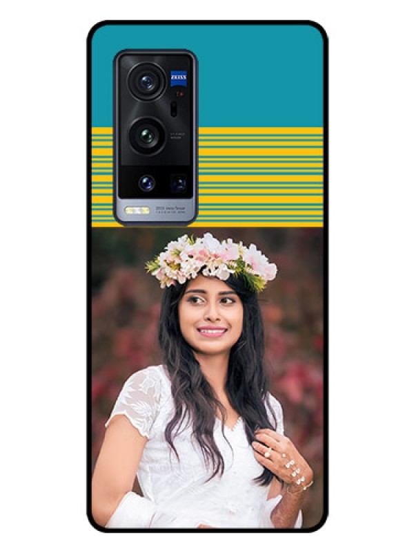 Custom Vivo X60 Pro Plus 5G Custom Glass Phone Case - Yellow & Blue Design 