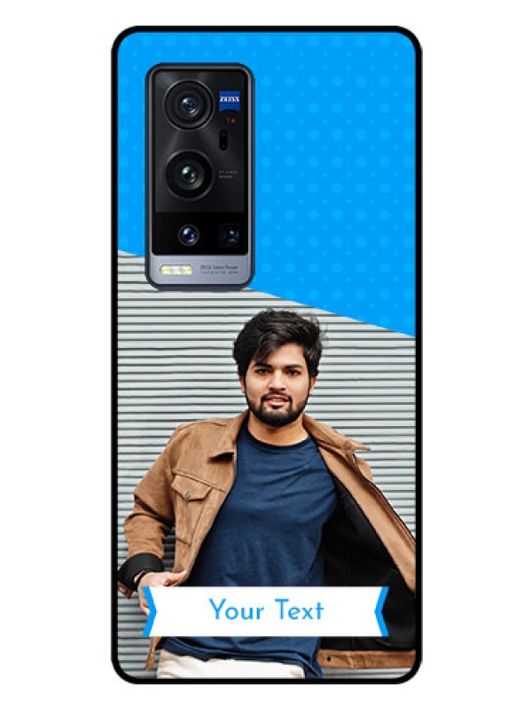 Custom Vivo X60 Pro Plus 5G Photo Printing on Glass Case - Simple Blue Color Design