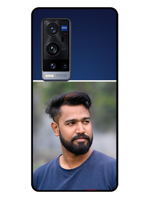 Custom Vivo X60 Pro Plus 5G Personalized Glass Phone Case - Simple Royal Blue Design