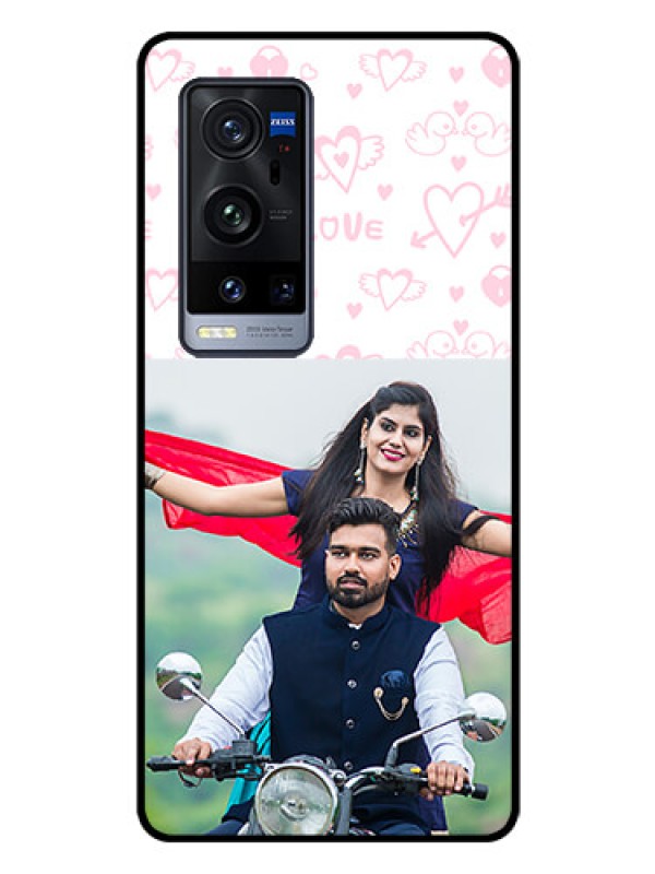 Custom Vivo X60 Pro Plus 5G Custom Glass Mobile Case - Pink Flying Heart Design