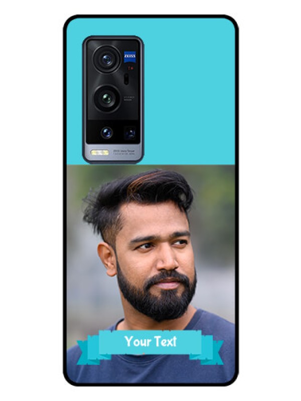 Custom Vivo X60 Pro Plus 5G Personalized Glass Phone Case - Simple Blue Color Design