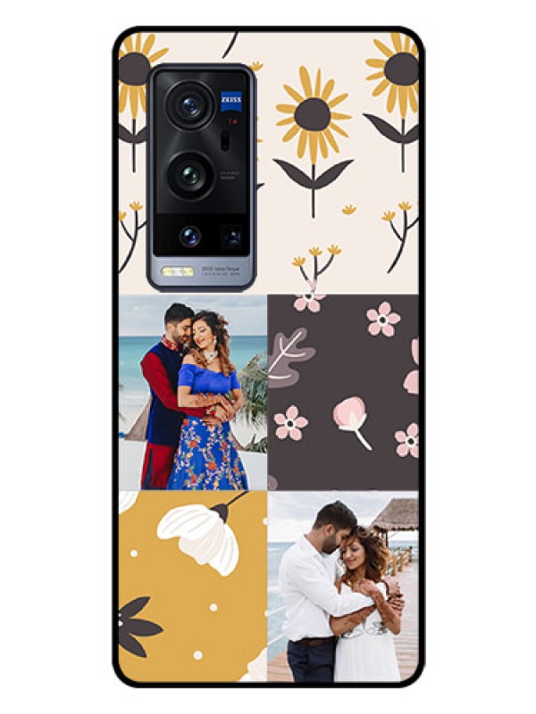Custom Vivo X60 Pro Plus 5G Photo Printing on Glass Case - 3 Images with Floral Design