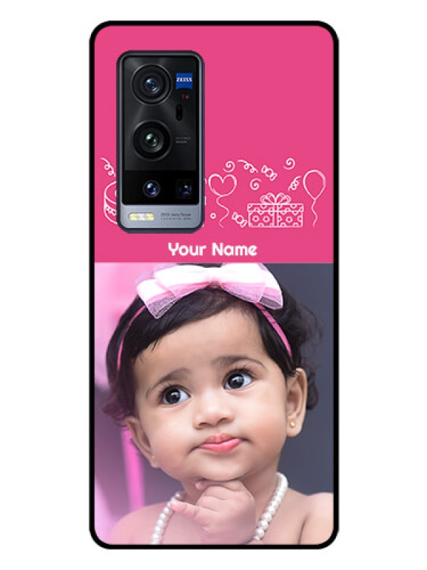 Custom Vivo X60 Pro Plus 5G Photo Printing on Glass Case - with Birthday Line Art Design