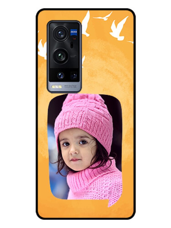 Custom Vivo X60 Pro Plus 5G Personalized Glass Phone Case - Water Color Design with Bird Icons