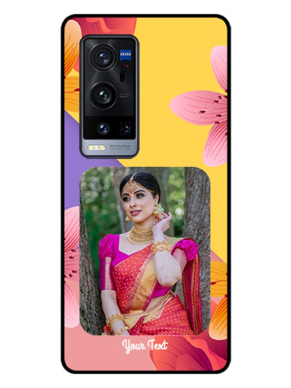 Custom Vivo X60 Pro Plus 5G Custom Glass Mobile Case - 3 Image With Vintage Floral Design