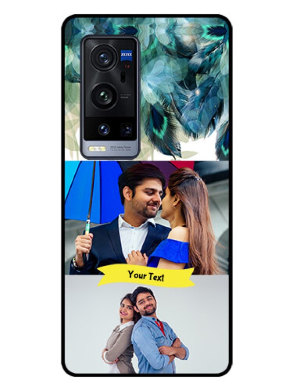 Custom Vivo X60 Pro Plus 5G Personalized Glass Phone Case - Image with Boho Peacock Feather Design