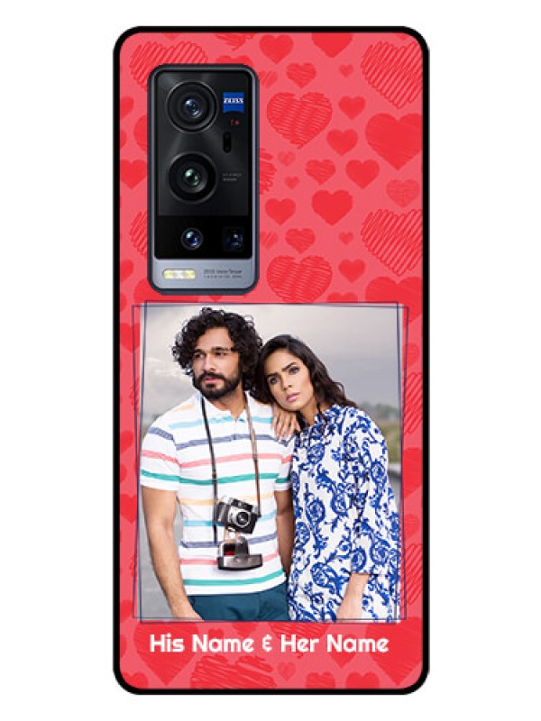 Custom Vivo X60 Pro Plus 5G Photo Printing on Glass Case - with Red Heart Symbols Design