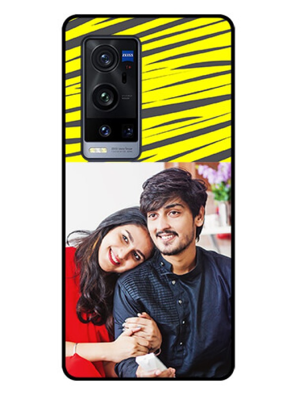 Custom Vivo X60 Pro Plus 5G Photo Printing on Glass Case - Yellow Abstract Design