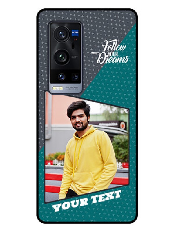 Custom Vivo X60 Pro Plus 5G Personalized Glass Phone Case - Background Pattern Design with Quote