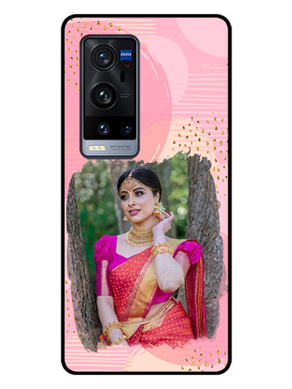 Custom Vivo X60 Pro Plus 5G Personalized Glass Phone Case - Gold Glitter Splash Design