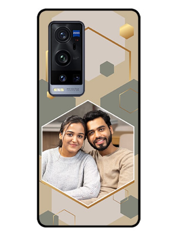 Custom Vivo X60 Pro Plus 5G Photo Printing on Glass Case - Stylish Hexagon Pattern Design