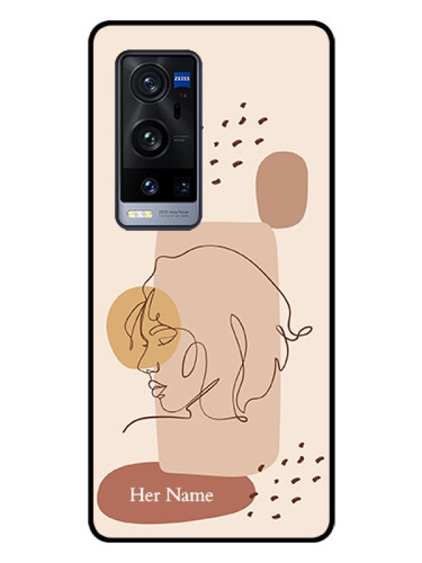 Custom Vivo X60 Pro Plus 5G Photo Printing on Glass Case - Calm Woman line art Design