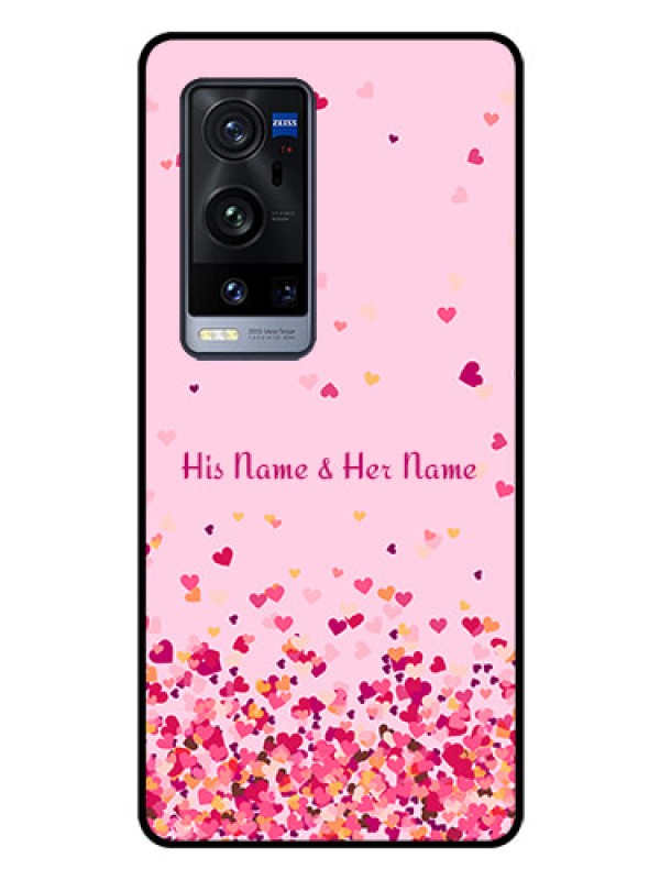 Custom Vivo X60 Pro Plus 5G Photo Printing on Glass Case - Floating Hearts Design
