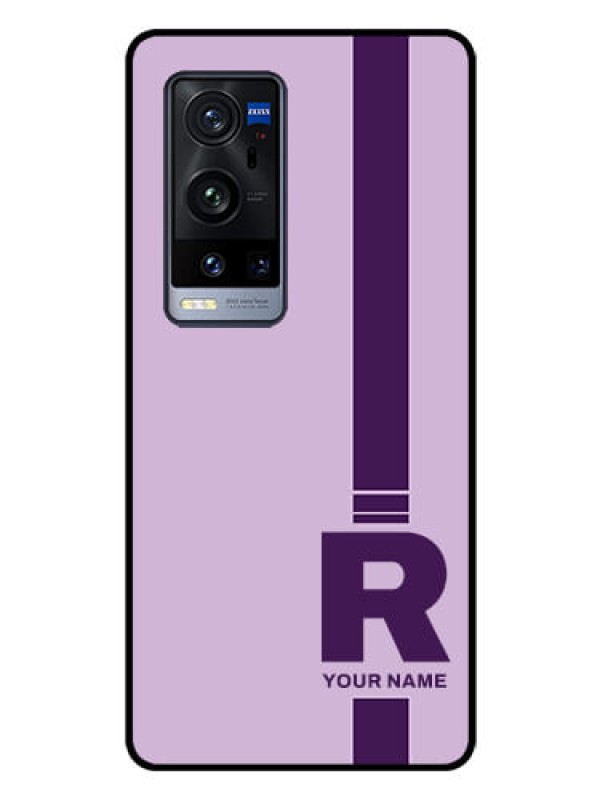 Custom Vivo X60 Pro Plus 5G Photo Printing on Glass Case - Simple dual tone stripe with name Design