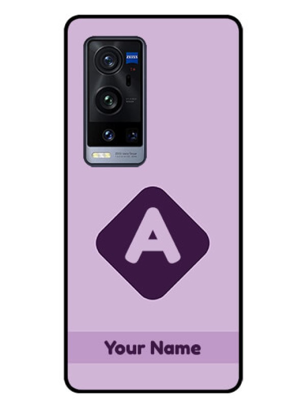 Custom Vivo X60 Pro Plus 5G Custom Glass Mobile Case - Custom Letter in curved badge Design