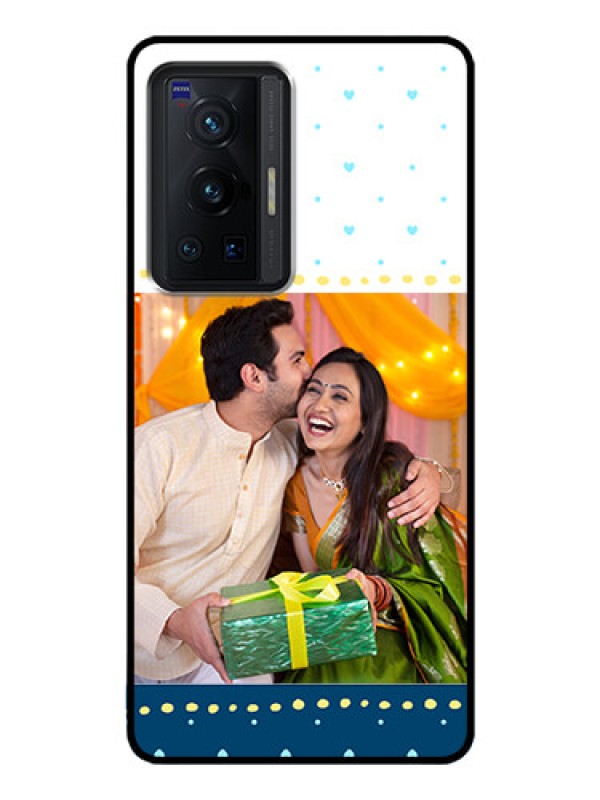 Custom Vivo X70 Pro 5G Personalized Glass Phone Case - White and Blue Abstract Design