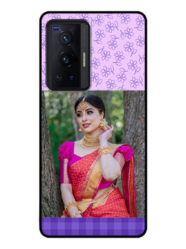 Custom Vivo X70 Pro 5G Custom Glass Phone Case - Purple Floral Design