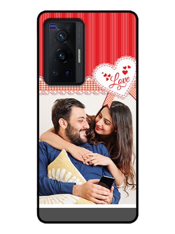 Custom Vivo X70 Pro 5G Custom Glass Mobile Case - Red Love Pattern Design