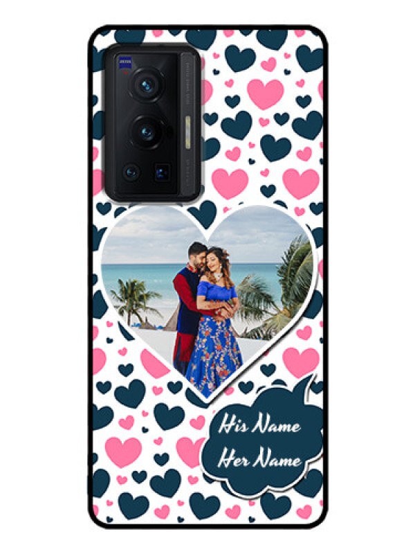 Custom Vivo X70 Pro 5G Custom Glass Phone Case - Pink & Blue Heart Design