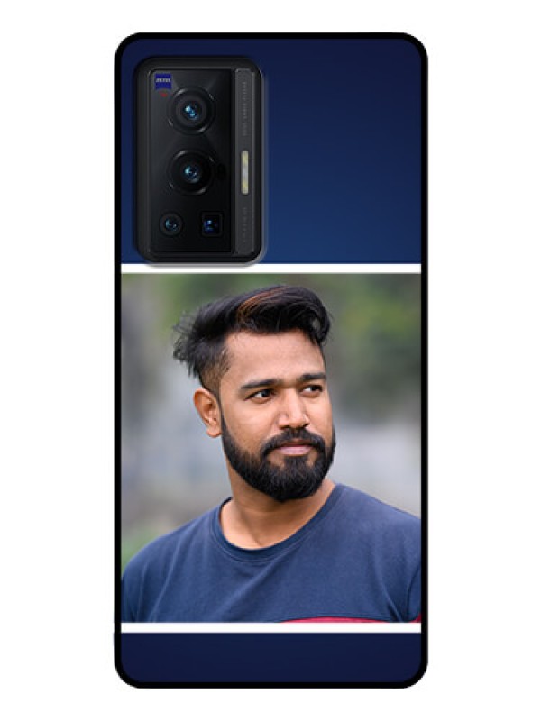 Custom Vivo X70 Pro 5G Personalized Glass Phone Case - Simple Royal Blue Design