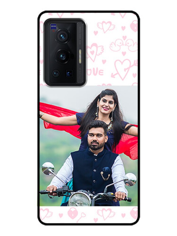 Custom Vivo X70 Pro 5G Custom Glass Mobile Case - Pink Flying Heart Design