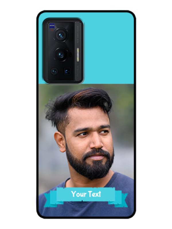 Custom Vivo X70 Pro 5G Personalized Glass Phone Case - Simple Blue Color Design