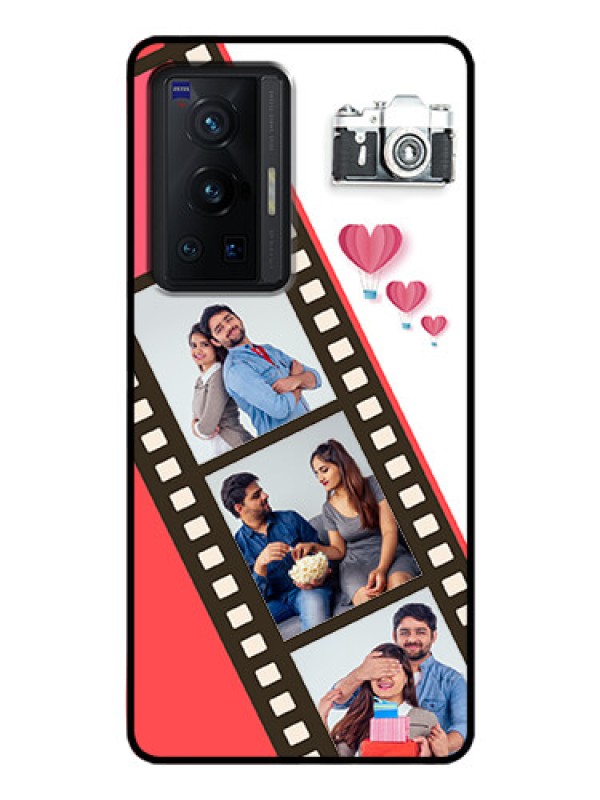 Custom Vivo X70 Pro 5G Personalized Glass Phone Case - 3 Image Holder with Film Reel