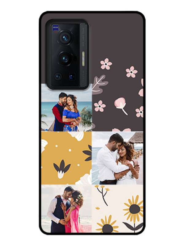 Custom Vivo X70 Pro 5G Photo Printing on Glass Case - 3 Images with Floral Design