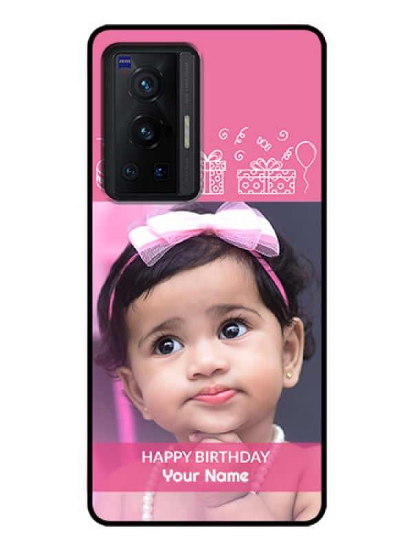 Custom Vivo X70 Pro 5G Photo Printing on Glass Case - with Birthday Line Art Design