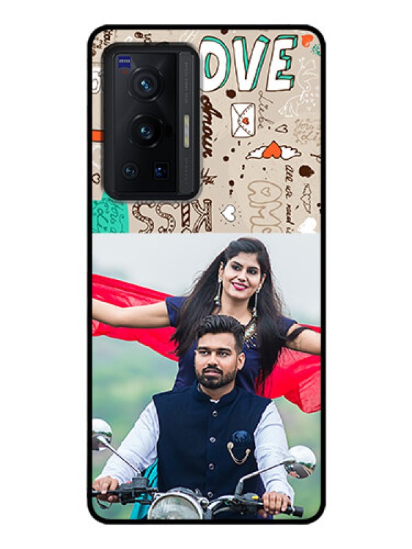 Custom Vivo X70 Pro 5G Custom Glass Phone Case - Love Doodle Pattern