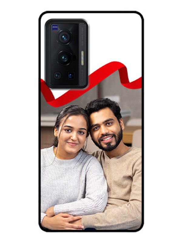 Custom Vivo X70 Pro 5G Photo Printing on Glass Case - Red Ribbon Frame Design