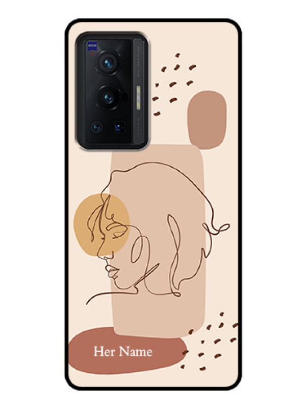 Custom Vivo X70 Pro 5G Photo Printing on Glass Case - Calm Woman line art Design