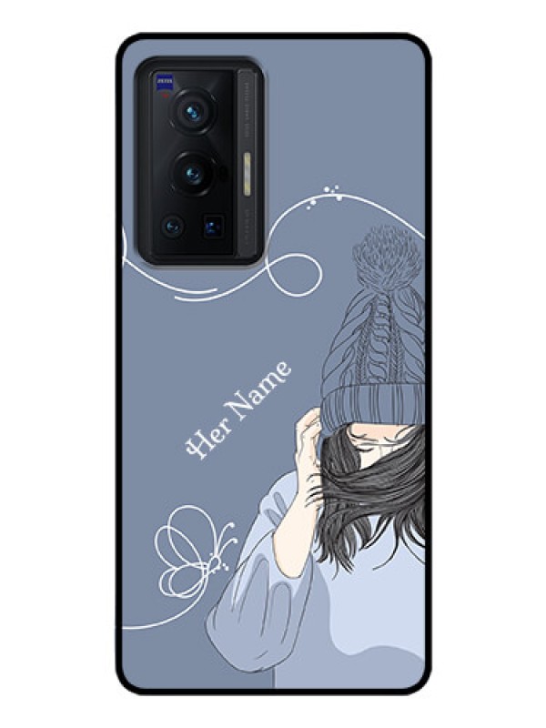 Custom Vivo X70 Pro 5G Custom Glass Mobile Case - Girl in winter outfit Design