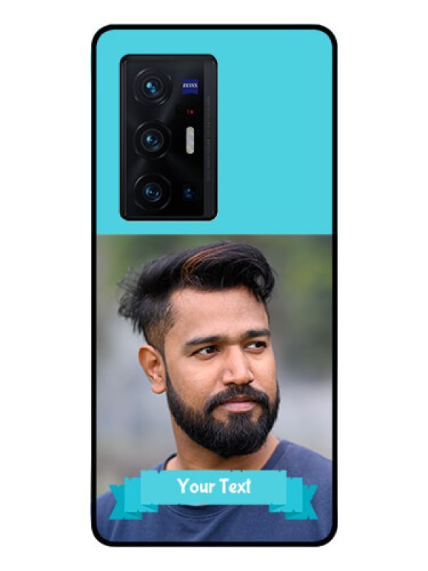 Custom Vivo X70 Pro Plus 5G Personalized Glass Phone Case - Simple Blue Color Design