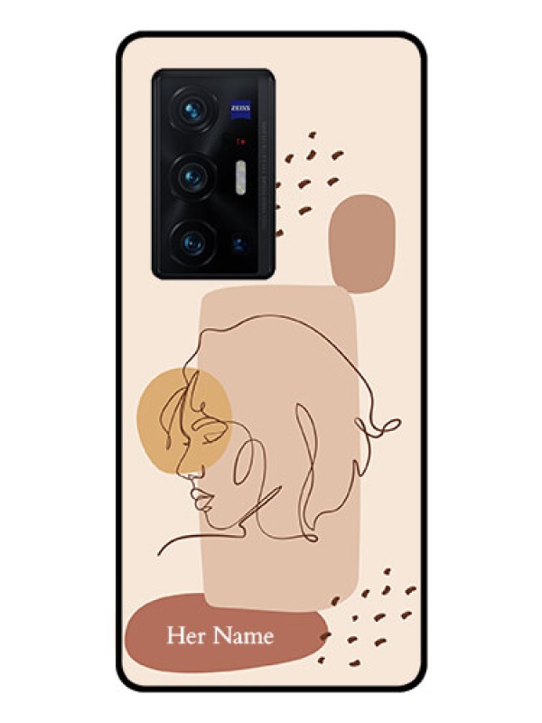 Custom Vivo X70 Pro Plus 5G Photo Printing on Glass Case - Calm Woman line art Design