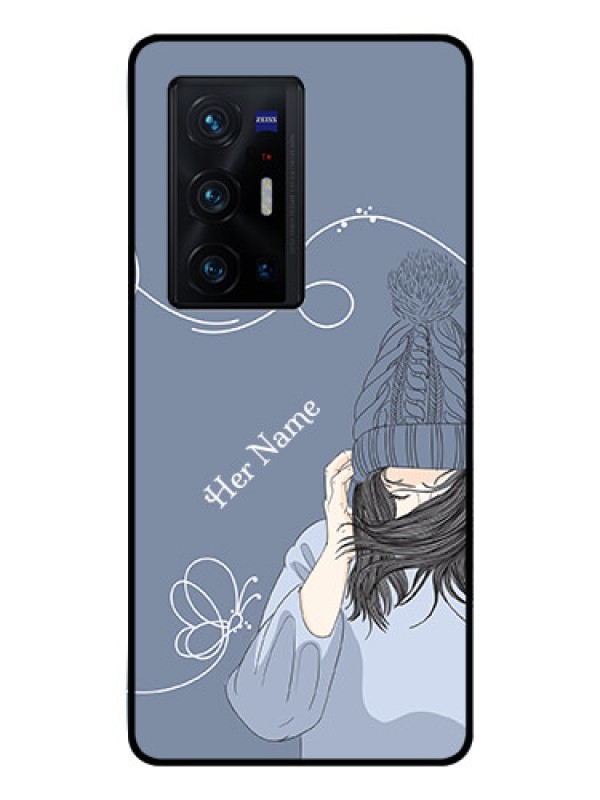 Custom Vivo X70 Pro Plus 5G Custom Glass Mobile Case - Girl in winter outfit Design