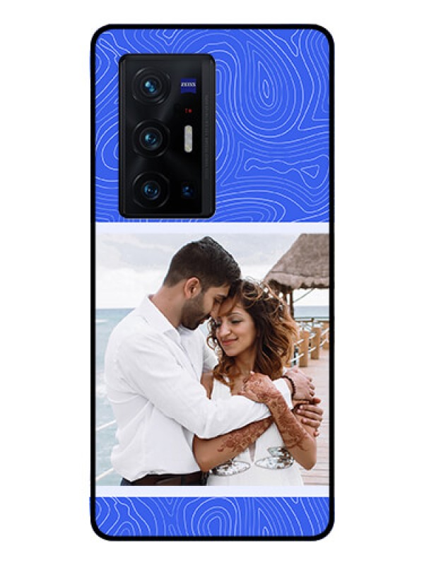 Custom Vivo X70 Pro Plus 5G Custom Glass Mobile Case - Curved line art with blue and white Design