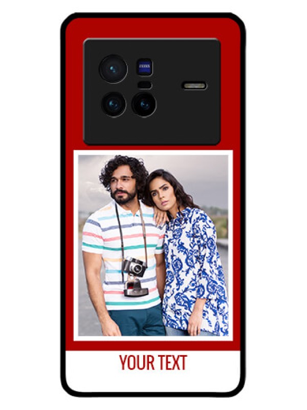 Custom Vivo X80 5G Personalized Glass Phone Case - Simple Red Color Design